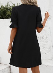 Black H Shape Half Sleeve Split Dress