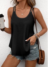 Lightweight Scoop Neck Black Camisole Top