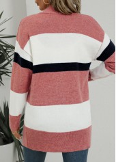 Striped Button Pink Long Sleeve Cardigan