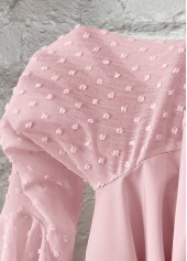 Patchwork Light Pink Long Sleeve V Neck Blouse