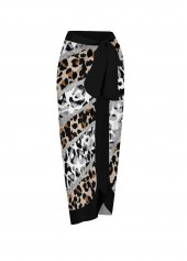 Leopard Black Bnowknot One Piece Swimwear and Skirt