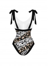 Leopard Black Bnowknot One Piece Swimwear and Skirt