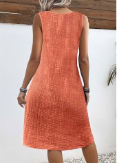 Tummy Coverage Orange Sleeveless V Neck Dress
