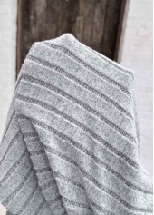 Zipper Light Grey Marl Short Sleeve V Neck Blouse