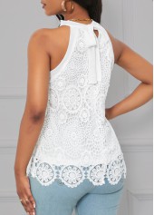 Lace White Sleeveless Halter Camisole Top