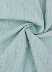 Patchwork Mint Green Short Sleeve Split Neck Blouse