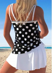Polka Dot Split Black Tankini Set