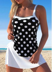 Polka Dot Split Black Tankini Set