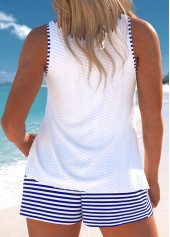 Striped Cut Out White Tankini Set