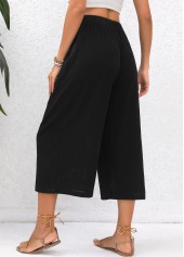 Black Elastic Waist High Waisted Pocket Pants