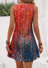 Ombre Button Multi Color Short A Line Sleeveless Dress