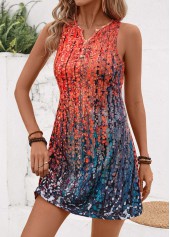 Ombre Button Multi Color Short A Line Sleeveless Dress