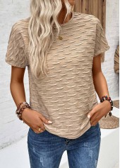 Textured Fabric Light Camel Short Sleeve T Shirt