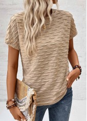 Textured Fabric Light Camel Short Sleeve T Shirt