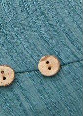 Lace Turquoise Short Sleeve Split Neck Blouse