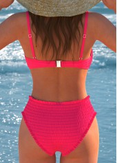 Coral Smocked Half Round Cup Bikini Set