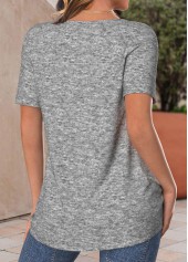 Sunflower Print Button Light Grey Marl T Shirt