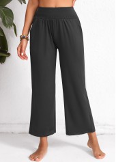 Dark Grey Marl Elastic Waist High Waisted Pocket Pants