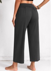 Dark Grey Marl Elastic Waist High Waisted Pocket Pants