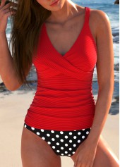 Polka Dot Criss Cross Red Tankini Set