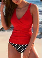 Polka Dot Criss Cross Red Tankini Set