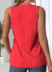 Circular Ring Red Sleeveless Round Neck Tank Top