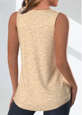 Pocket Light Camel Sleeveless V Neck Tank Top