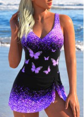 Ombre Twist Purple One Piece Swimdress