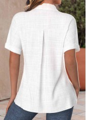 Pocket White Button Up Short Sleeve Shirt