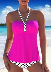 Polka Dot Tie Hot Pink Tankini Set
