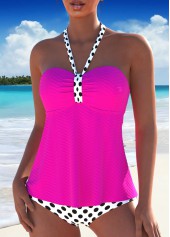 Polka Dot Tie Hot Pink Tankini Set