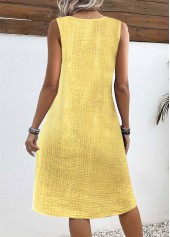 Breathable Light Yellow A Line Sleeveless V Neck Dress