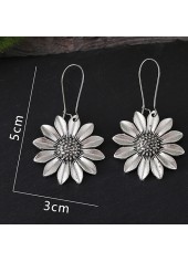 Sunflower Design Silvery White Alloy Earrings