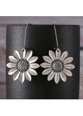 Sunflower Design Silvery White Alloy Earrings