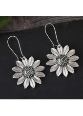 Sunflower Design Silvery White Alloy Earrings