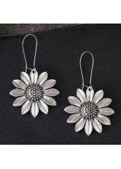 Sunflower Design Silvery White Alloy Earrings
