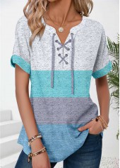 Lace Up Mint Green Short Sleeve T Shirt