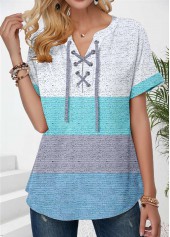 Lace Up Mint Green Short Sleeve T Shirt