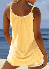 Floral Print Jacquard Light Yellow Tankini Set
