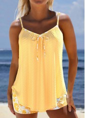 Floral Print Jacquard Light Yellow Tankini Set