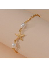 Pearl Design Gold Alloy Starfish Anklet