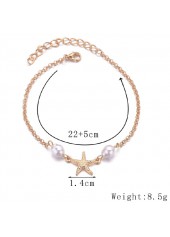 Pearl Design Gold Alloy Starfish Anklet