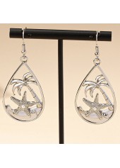 Waterdrop Silvery White Star Alloy Earrings