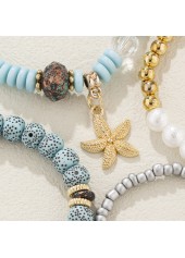 Starfish Detail Light Blue Bracelet Set