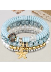 Starfish Detail Light Blue Bracelet Set