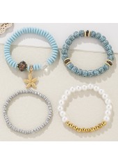 Starfish Detail Light Blue Bracelet Set