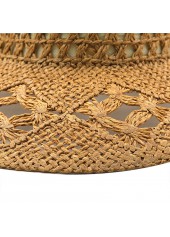 Hollow Design Dark Camel Woven Hat