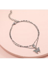 Silvery White Alloy Butterfly Detail Anklet