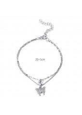Silvery White Alloy Butterfly Detail Anklet