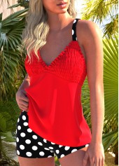 Polka Dot Ruched Red Tankini Set